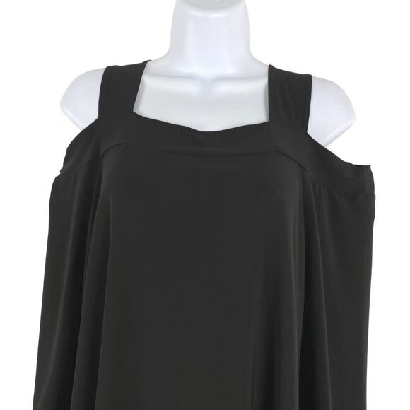 Clara Sun Woo Tunic Top Women's Small Cold Shoulder Black‎ Solid Stretch - Picture 5 of 7